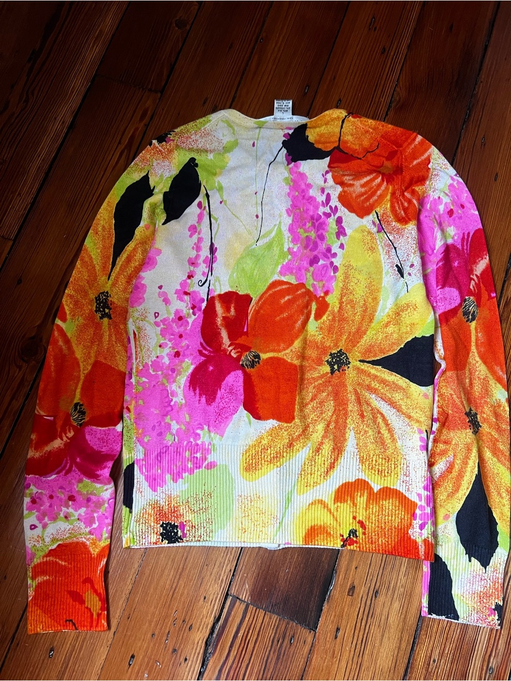 Trina Turk Floral Button Cardigan - Bright Multi size large - Picture 7 of 8